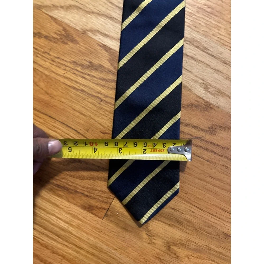 Roxy Necktie Mens OS Navy Gold Striped Excellent Silk Italy Formal Business